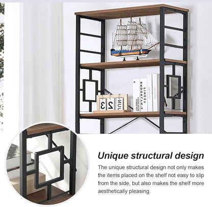 HOMISSUE Tall Bookshelf, 84 Inch Industrial Bookshelf with Metal Frame and Open Shelves, 7 Tier Metal Bookshelves and Bookcases, Rustic Tall Book Shelf for Office, Living Room and Bedroom, Brown