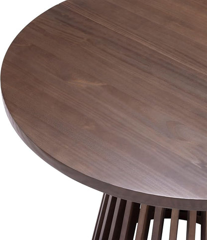 Plank+Beam Lido Round Dining Table, 38", Wooden, Pedestal, Minimalist Kitchen Table for 4 for Dining Room, Walnut