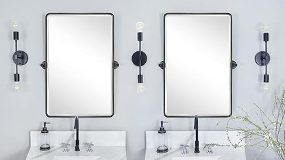 TEHOME Pivot Oil Rubbed Bronze Rectangle Bathroom Mirror Beveled Tilting Rectangular Bathroom Vanity Mirrors for Wall Vertical Wall Mounted Pivoting Mirrors, 25x35''