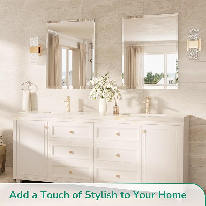 TokeShimi 60x36 Frameless Beveled Bathroom Mirror Rectangle, Tempered Rectangle Bathroom Vanity Mirror with 1" Beveled Edge, Shatterproof Modern Mirrored Wall Mounted for Living Room, Restroom