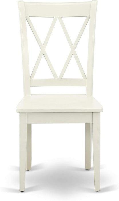 East West Furniture HBCL5-LWH-W 5 Piece Dining Set Includes a Round Dining Room Table with Pedestal and 4 Kitchen Chairs, 42x42 Inch, Linen White