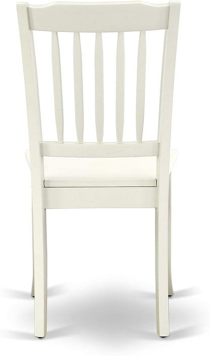 East West Furniture AMDA3-LWH-W 3 Piece Dinette Set for Small Spaces Contains a Round Kitchen Table with Pedestal and 2 Dining Chairs, 36x36 Inch, Linen White