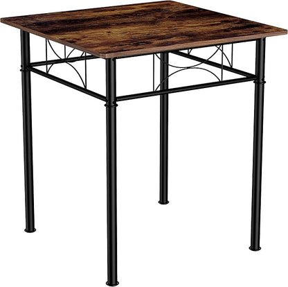 JOIN IRON 3-Piece Kitchen Dining Room Table Set for Small Spaces，Iron Wood Square Table with 2 Chairs for Kitchen Dining Room Furniture