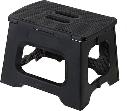 Vigar Compact Step Stool Foldable, 9-inch Step Stools for Adults up to 330 Pound, Lightweight Stool, Non-Slip Folding Step Stool, Black