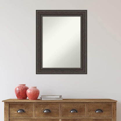 Amanti Art Black Bathroom Mirror for Over Sink, 28x22 Shipwreck Black Narrow Rectangle Vanity Mirror, Medium Country Rustic Frame, Hangs Horizonally and Vertically, Bathroom Wall Decor, Non-Beveled