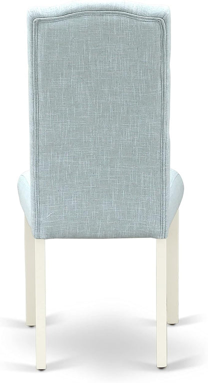 East West Furniture X097CE215-6 6 Piece Dining Room Table Set Contains a Rectangle Kitchen Table with X-Legs and 4 Baby Blue Linen Fabric Parson Chairs with a Bench, 40x72 Inch, Multi-Color