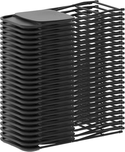 Flash Furniture Hercules Series Plastic Folding Chairs for Parties and Weddings, Stackable Commercial Event Seats with 650-lb. Static Weight Capacity, Set of 6, Black