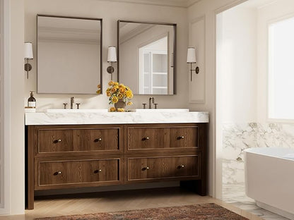 Keonjinn 30 x 36 Inch Brushed Bronze Bathroom Mirror, Metal Framed Rectangular Vanity Mirror for Wall, Square Corner, Modern Farmhouse, Rectangle Bathroom Mirrors for Over Sink(Horizontal/Vertical)
