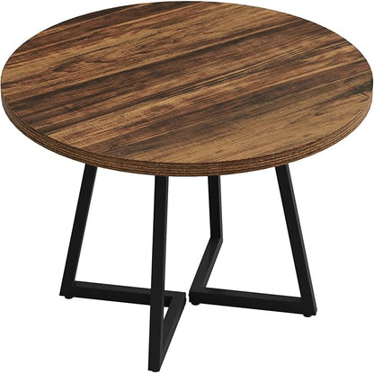Tribesigns Round Dining Table for 2, 31.5" Industrial Dinner Table with Metal Base, Kitchen Table for Dining Room, Small Space, Apartment, Rustic Brown & Black