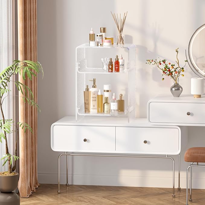 Clear Acrylic 3-Tier End Table/Nightstand – Sleek Bedside Storage with Durable Design, Perfect for Bedrooms, Living Rooms, or Modern Interiors – Ideal as a Bedside Table or Sofa Side Piece