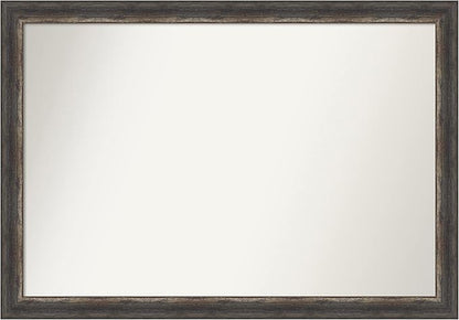 Amanti Art Brown Bathroom Mirror for Over Sink, 29x41 Bark Rustic Char Rectangle Vanity Mirror, Large Country Rustic Frame, Hangs Horizonally and Vertically, Bathroom Wall Decor, Non-Beveled Edge