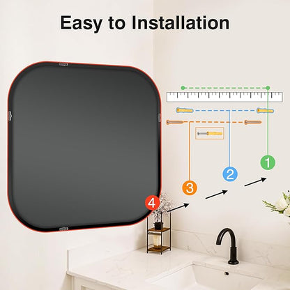 Bathroom Mirrors for Over Sink, 35x35 Vanity Squircle Mirror for Bathroom Sink, HD Shatterproof Square Wall Mirror for Bathroom Washroom Lavatory Restroom Metal Frame