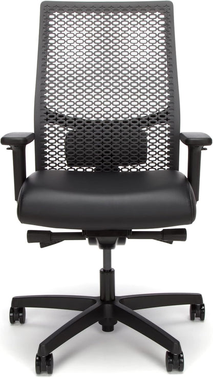 HON Ignition 2.0 ReActiv Ergonomic Office Chair, Standard Synchro-Tilt Recline, Breathable Flex Back, Swivel Wheels, Comfortable Desk Chair for Long Hours, Black Frame, Black