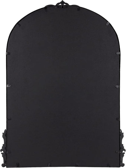 Kate and Laurel Myrcelle Traditional Arched Mirror; 25 x 33; Black; Decorative Vintage Arch Mirror with Ornate Garland Detailing Along The Crown and Edges of The Frame
