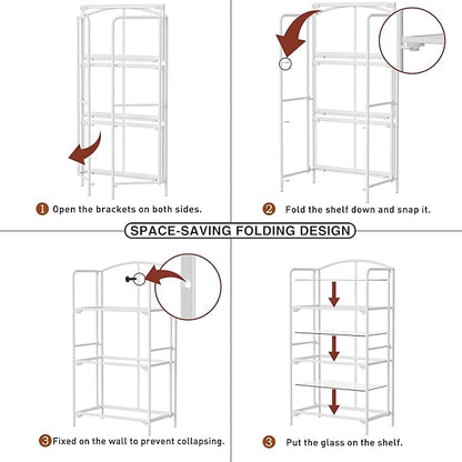Crofy No Assembly Folding Bookshelf for Living Room, 3 Tier White Collapsible Book Shelf for Home Office, Portable Bookcase Storage Organizer