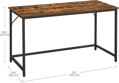 VASAGLE Computer Desk, Office Work Desk, 23.6 x 53.1 x 29.9 Inches, for Study, Bedroom, Home Office, Living Room, Rustic Brown and Ink Black ULWD043B01
