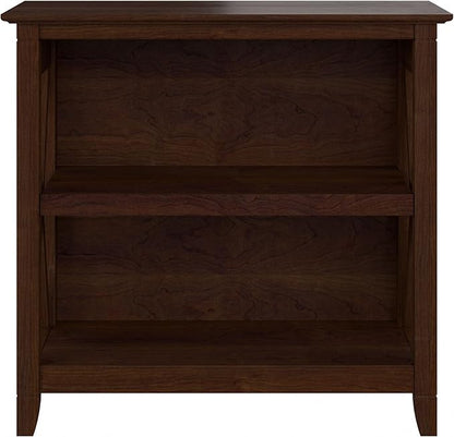 Bush Furniture Key West Small 2 Shelf Bookcase in Bing Cherry, Compact Home Organizer, Vertical Storage Solution, Bookshelf for Office or Living Room
