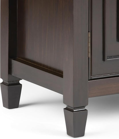 SIMPLIHOME Connaught SOLID WOOD 40 Inch Wide Traditional Entryway Storage Cabinet in Dark Chestnut Brown, For the Living Room, Entryway and Family Room