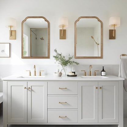 WallBeyond Wood Bathroom Mirrors for Wall Mounted, 20" x 30" Rustic Wood Frame Wall Mirrors Decorative for Living Room or Bedroom Vanity Mirror, Honey-Colored