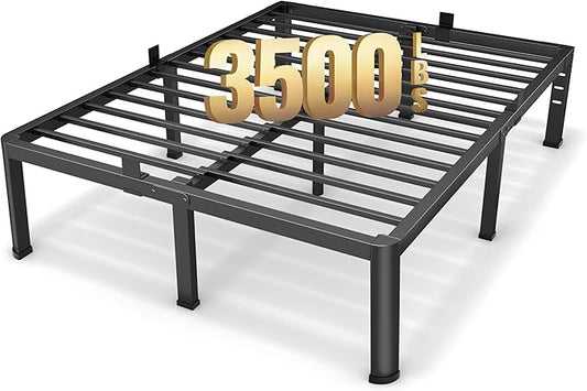 18 Inch King Size Metal Platform Bed Frame with Round Corners, Storage Space Under High Bed Frame-Heavy Duty Steel Slats Support, Noise Free - Easy Assembly - No Box Spring Needed