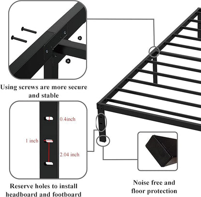 16 Inch Narrow Twin Bed Frame 30x75 No Box Spring Needed, Metal Platform 75x30 Narrow Twin Bed Frames, Eassy Assembly 3,500 lbs Heavy Duty Bedframes, Black