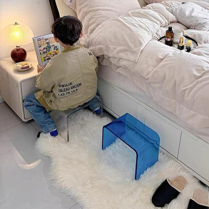 Acrylic Kids' Step Stool – Clear Small Footstool for Bathroom, Kitchen & Bedroom, 12.5”x9.7”x9”, Holds 200lbs, Multi-Use as Toilet Stool, Shower/Water-Resistant Stool, Seating and Placing Items