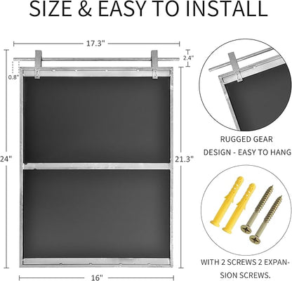 16x24 Inch Rectangle Bathroom Vanity Mirror for Wall Mounted Over Sink Farmhouse Rustic Frame Barn Door Mirrors Silver Foyer Entryway Decor