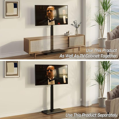 Greenstell TV Stand with Power Outlet, Universal Floor TV Stand for 32-75 inch TVs, Height Adjustable, Swivel Tall TV Mount Stand with Wood Base, Holds up to 110 LBs, Max VESA 600x400mm