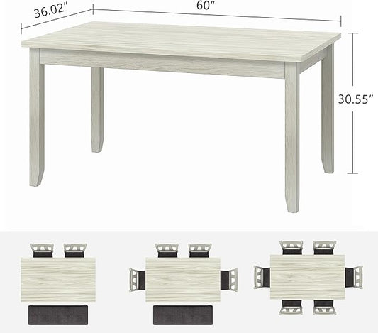 Solid Wood Dining Table, Part of Dining Table Set- Mix and Match Table, Chair, and Bench Sold Separately for Dining Room, Kitchen, Grey