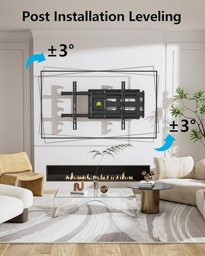 FORGING MOUNT Long Arm TV Wall Mount for 42-90 Inch TVs up to 150 lbs, 36 Inch Extension Full Motion Articulating Wall Mount with Height Setting, Swivel and Tilt, VESA 600x400mm, 8"/12"/16" Wood Studs