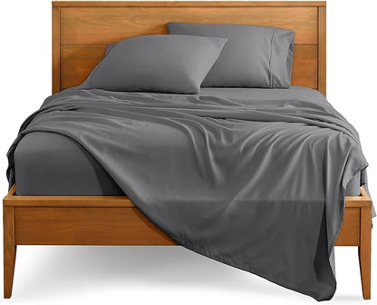 Bare Home Split Head Flex King Sheet Set - 1800 Ultra-Soft Microfiber Bed Sheets - Double Brushed - Deep Pockets - Easy Fit - 4 Piece Set - FlexTop Bedding Sheets (Grey)