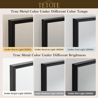 TETOTE Black Mirror for Bathroom Sink 24" x 32" Matte Black Beveled Metal Frame Bathroom Vanity Rectangle Mirror for Wall, Modern Farmhouse, Tempered Glass, Shatterproof, Stronger Frame