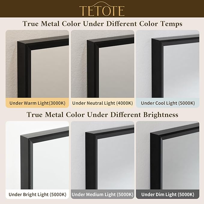 TETOTE Black Mirror for Bathroom Sink 24" x 36" Matte Black Beveled Metal Frame Bathroom Vanity Rectangle Mirror for Wall, Modern Farmhouse, Tempered Glass, Shatterproof, Stronger Frame