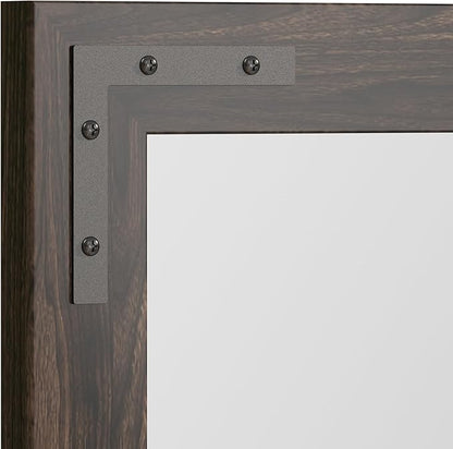 VocalStar Black Wood Framed Mirror 22 x 30 Inch, Rustic Natural Black Wooden Rectangle Bathroom Vanity Wall Mirror for Farmhouse Boho Decor, 1/4-inch Shatterproof Glass | Waterproof