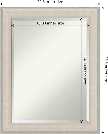 Amanti Art White Bathroom Mirror for Over Sink, 29x23 Cottage White Silver Rectangle Vanity Mirror, Medium Coastal Wood Frame, Hangs Horizonally and Vertically, Bathroom Wall Decor, Beveled Edge