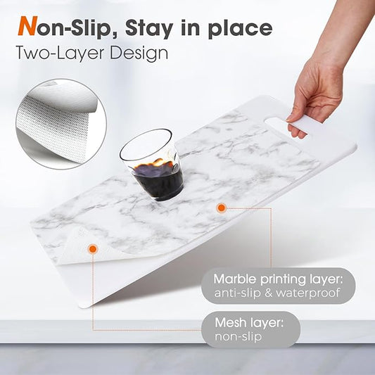 Beautysaid Shelf and Drawer Liner for Kitchen Cabinet, Non Adhesive Non Slip Shelf Paper Waterproof Washable Thickened for Dresser Pantry Shelve Bathroom Protector Liner(Marble,18 in x 10 FT)