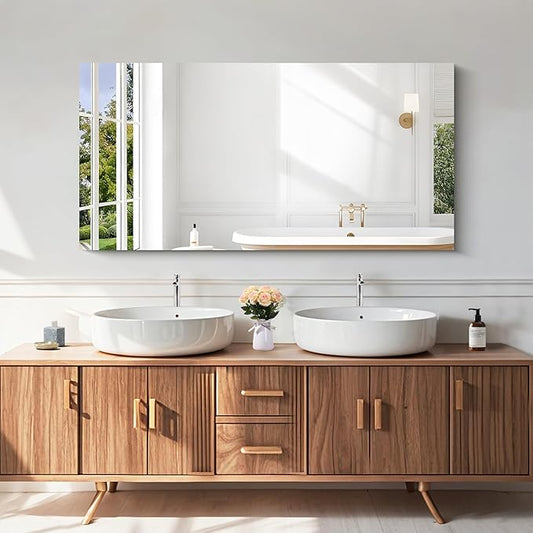 KOCUUY Frameless Mirror,24x48 Inch Rectangle Bathroom Vanity Mirror for Over Sink, Upgraded Shatterproof Unframed Design for Bedroom, Living Room, Entryway