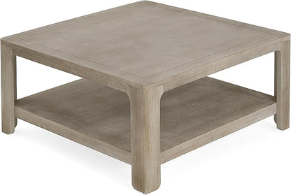 Christopher Knight Home Doran Small Coffee Table with Storage, Modern MDF Square Side Table, Multifunctional Accent Table with Spacious 2-tier Design, Semi-open Design Indoor Furniture, Light Grey Ash