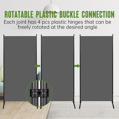 JVVMNJLK Indoor Room Divider, Portable Office Divider, Room Divider Wall Screen 3 Panel, Folding Partition Privacy Screen Walls Dividers for Room Separator 102" W x 71.3" H, Grey