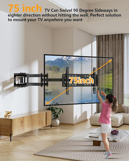 FORGING MOUNT Heavy Duty TV Wall Mount, Dual Articulating Arm Full Motion TV Wall Mount Bracket with 43 inch Long Arm,Fits 50 to 100 Inch TVs, Holds up to 198 lbs,Max VESA 800x600mm