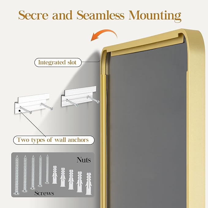 Fun Memories Gold Bathroom Mirror 22X30 Inch Bathroom Vanity, Metal Gold Frame Large Mirror, Modern Wall Mirror for Bathroom, Tempered Glass, Farmhouse, Horizontally or Vertically