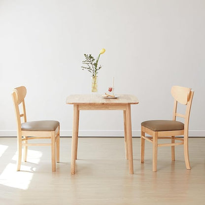 Livinia Aslan 29.5" Malaysian Oak Square Wooden Dining Table/Small Solid Wood Kitchen Desk (Natural Oak)