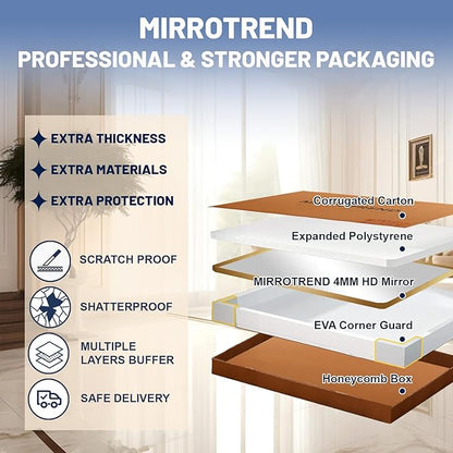 22x30 Inch Brushed Gold Mirror for Bathroom, Rounded Rectangle Mirrors Wall Mounted, Anti-Rust Metal Framed Bathroom Mirror for Wall, Modern Vanity Mirrors Hangs Horizontally or Vertically