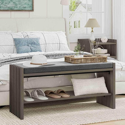 BON AUGURE Shoe Storage Bench, Entryway Bench with Cushion, Ottoman Benches for Bedroom, Living Room, Shoe Rack Seat for Hallway Entry (Greige Oak, 40 Inch Wide)