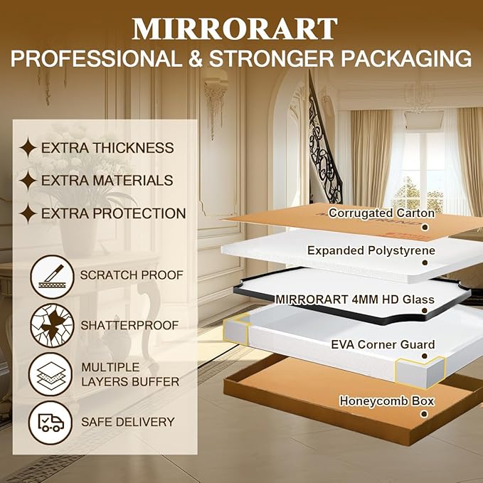 Scalloped Mirror, 24"x32" Black Mirror for Bathroom, Matte Black Mirror with Anti-Rust Metal Frame, Asymmetrical Mirrors with Wavy Edge for Powder Room, Living Room, Foyer, Master Room