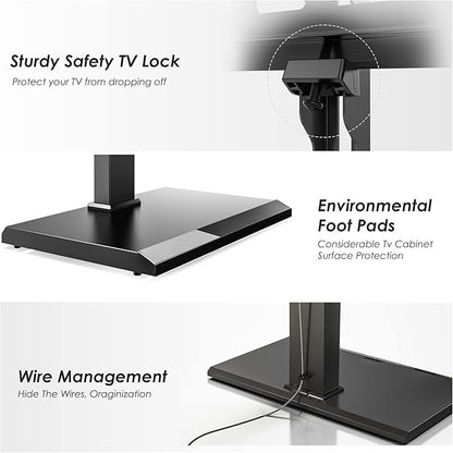 FITUEYES Iron Base Universal Floor TV Stand with Swivel Mount for 32-65 Inch LED LCD OLED Plasma Flat Panel or Curved Screen TVs Height Adjustable with Wire Management (Black)