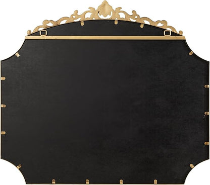 Kate and Laurel Arendahl Ornate Traditional Arched Scallop Mirror; 24 x 36; Antique Gold; Decorative Baroque Style Scalloped Arch Vintage Gold Mirror with Ornamental Crown
