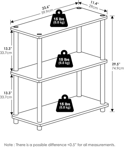 Furinno Turn-N-Tube 3-Tier Compact Multipurpose Shelf Display Rack, Amber Pine/Black