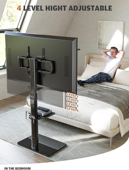 Universal Floor TV Stand with Mount 80 Degree Swivel Height Adjustable and Space Saving Design for Most 27 to 65 inch LCD, LED OLED TVs, 2 Shelves Perfect for Corner & Bedroom HT2002B