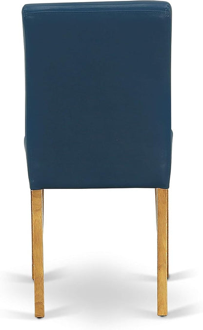 East West Furniture CAAB7-OAK-55 7 Piece Dining Table Set Consist of a Rectangle Dining Room Table and 6 Oasis Blue Faux Leather Upholstered Parson Chairs, 36x60 Inch, Oak